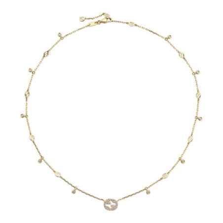 COLLANA IN ORO GIALLO E DIAMANTI 0.27 CT DONNA GUCCI INTERLOCKING G YBB72940200200U Gucci