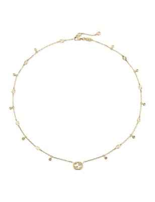 COLLANA IN ORO GIALLO E DIAMANTI 0.27 CT DONNA GUCCI INTERLOCKING G