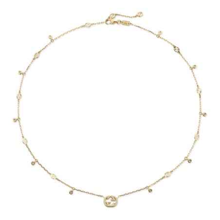 COLLANA IN ORO GIALLO E DIAMANTI 0.27 CT DONNA GUCCI INTERLOCKING G