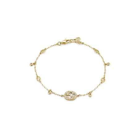 BRACCIALE ORO GIALLO DIAMANTI 0.20 CT DONNA GUCCI INTERLOCKING G YBA729403002017 GUCCI