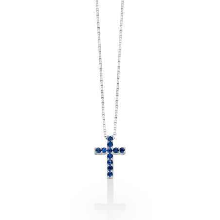 COLLANA CROCE ZAFFIRI BLU DONNA MILUNA  CLD4263 MILUNA