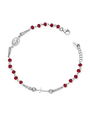 BRACCIALE ROSARIO CRISTALLI ROSSI UOMO-DONNA AMEN  BROBR3 AMEN