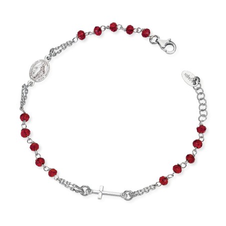 BRACCIALE ROSARIO CRISTALLI ROSSI UOMO-DONNA AMEN 