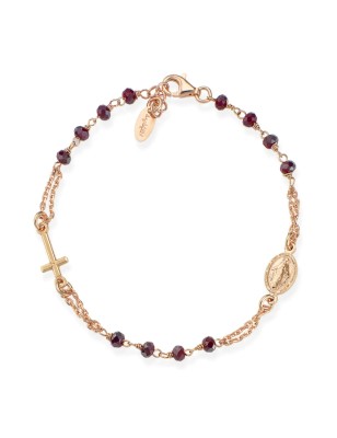 BRACCIALE ROSARIO ROSE' CRISTALLI VIOLA DONNA AMEN 