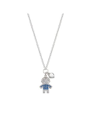 COLLANA BIMBO ZIRCONI BIANCHI E BLU DONNA AMEN 