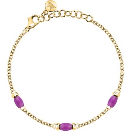 BRACCIALE COLORI ACCIAIO DORATO E PIETRE VIOLA MORELLATO  SAXQ15 MORELLATO