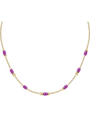 COLLANA COLORI ACCIAIO DORATO E PIETRE VIOLA DONNA MORELLATO 