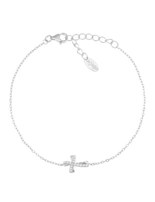 BRACCIALE CROCE ONDULATA CON ZIRCONI DONNA AMEN BRCROBBZ AMEN