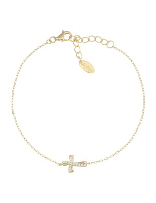 BRACCIALE DORATO CROCE ONDULATA DONNA AMEN BRCROGBZ AMEN