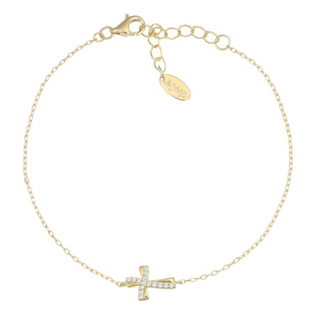 BRACCIALE DORATO CROCE ONDULATA DONNA AMEN BRCROGBZ AMEN