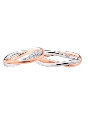 ANELLO FEDE INTRECCIO ORO BIANCO E ROSA UOMO-DONNA POLELLO  3064UBR POLELLO