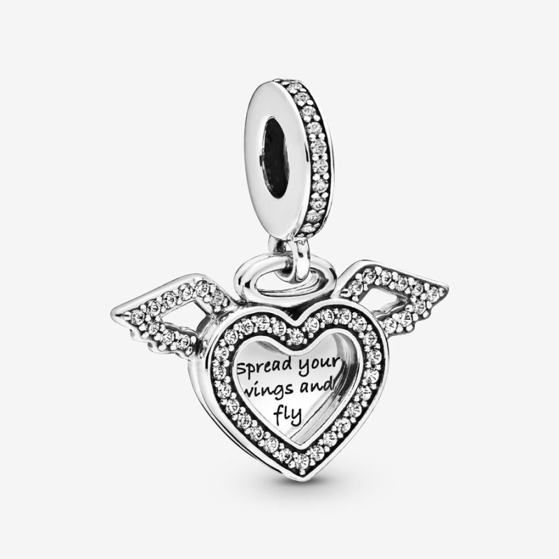 CHARM PENDENTE CUORE E ALI D'ANGELO DONNA PANDORA 