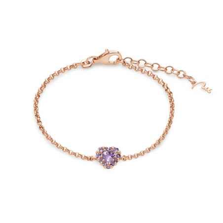 BRACCIALE ARGENTO DORATO E AMETISTA A CUORE DONNA MILUNA  BRD1000 MILUNA