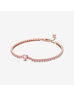 BRACCIALE TENNIS ROSA CON CUORE IN RILIEVO DONNA PANDORA 580041C01-18 PANDORA