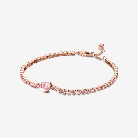 BRACCIALE TENNIS ROSA CON CUORE IN RILIEVO DONNA PANDORA 580041C01-18 PANDORA