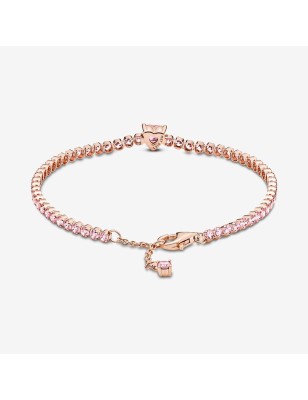 BRACCIALE TENNIS ROSA CON CUORE IN RILIEVO DONNA PANDORA