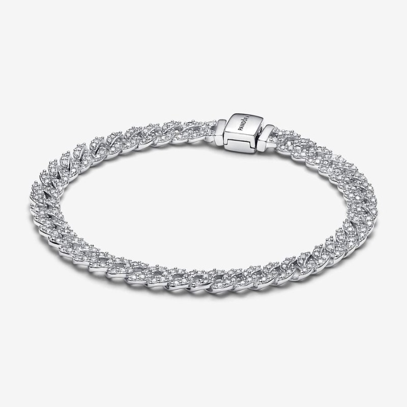 BRACCIALE CATENA MAGLIA CUBANA PAVE' DONNA PANDORA 