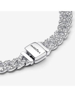 BRACCIALE CATENA MAGLIA CUBANA PAVE' DONNA PANDORA 