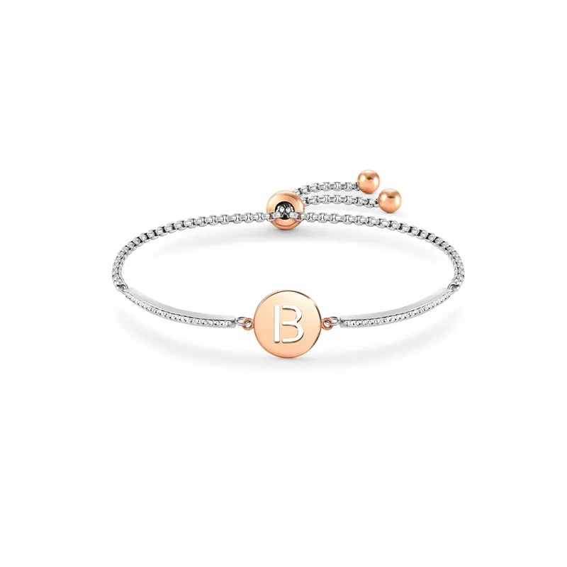 BRACCIALE MILLELUCI LETTERA B IN PVD ROSA DONNA NOMINATION 