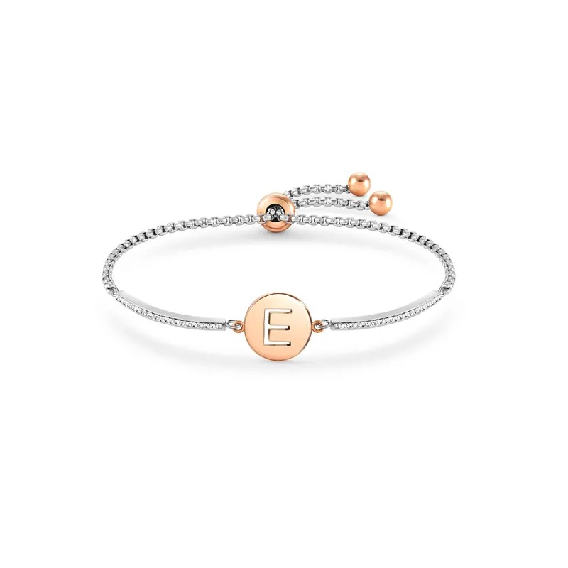 BRACCIALE MILLELUCI LETTERA E IN PVD ROSA DONNA NOMINATION 