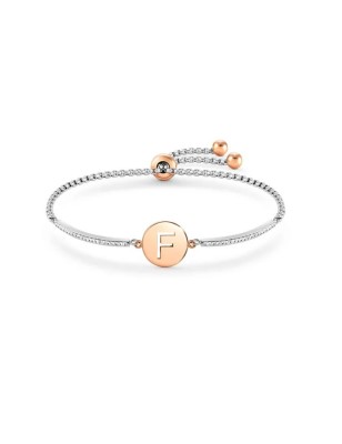 BRACCIALE MILLELUCI LETTERA F IN PVD ROSA DONNA NOMINATION 