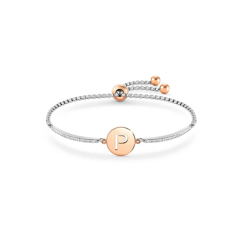 BRACCIALE MILLELUCI LETTERA P IN PVD ROSA DONNA NOMINATION 