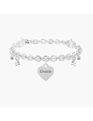 BRACCIALE CON CIONDOLO CUORE GRAZIE DONNA KIDULT 