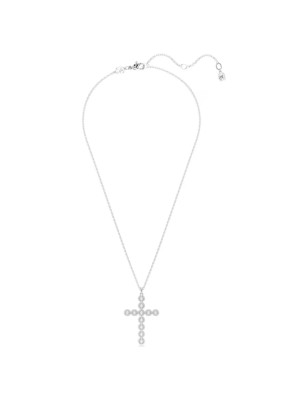 COLLANA INSIGNE PENDENTE CROCE BIANCA DONNA SWAROVSKI 