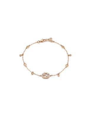 BRACCIALE ORO ROSA DIAMANTI DONNA GUCCI INTERLOCKING G