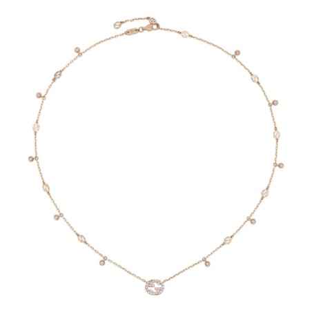 COLLANA ORO ROSA DIAMANTI DONNA GUCCI INTERLOCKING G YBB72940200100U GUCCI