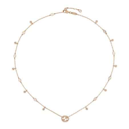 COLLANA ORO ROSA DIAMANTI DONNA GUCCI INTERLOCKING G