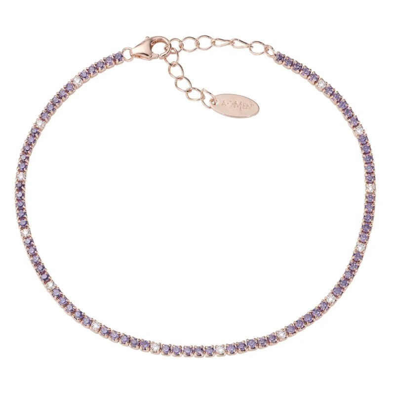 BRACCIALE TENNISMANIA ROSE' ZIRCONI VIOLA E BIANCHI AMEN