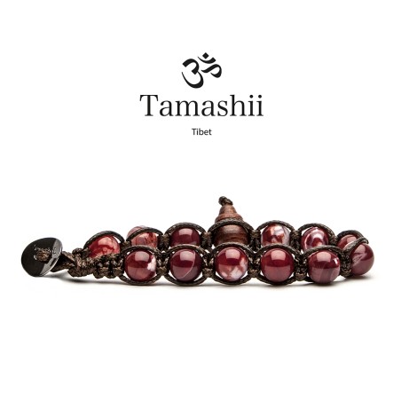 BRACCIALE AGATA ROSSO SCURO UOMO-DONNA TAMASHII 8 MM