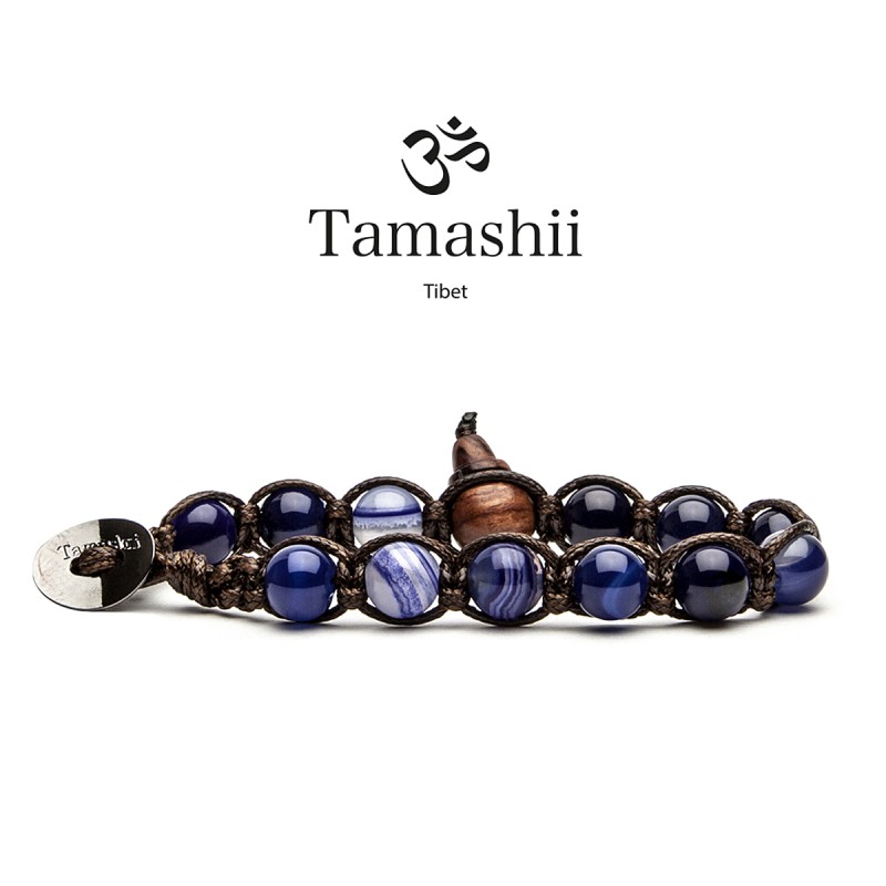 BRACCIALE AGATA BLU UOMO-DONNA TAMASHII 1 GIRO