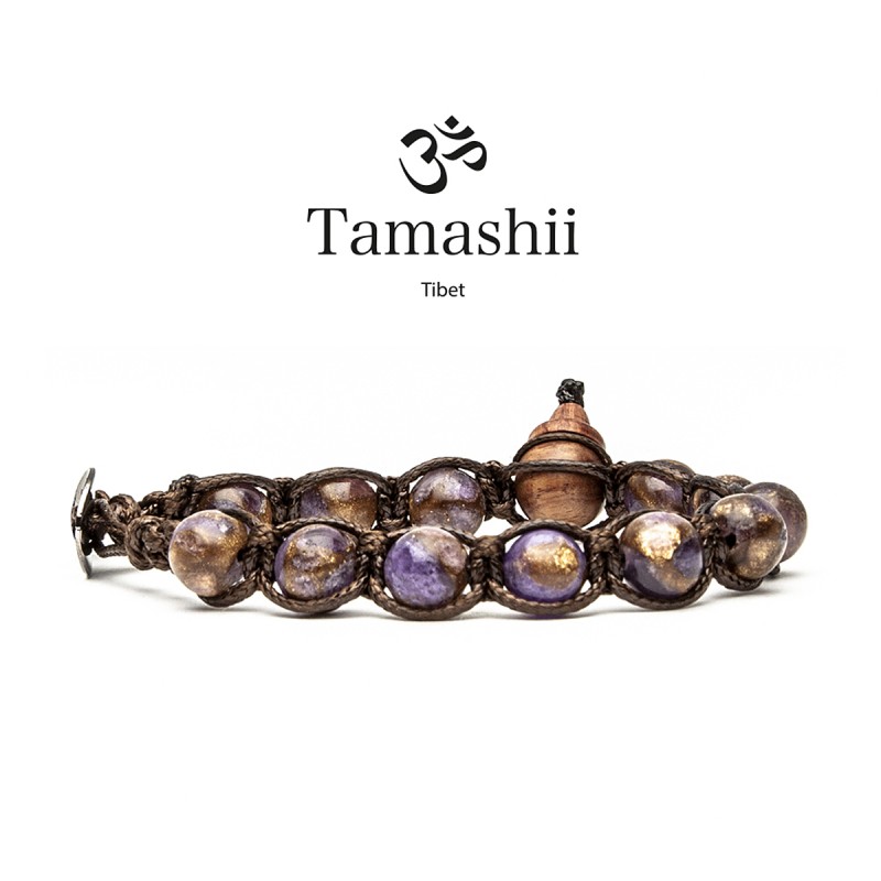 BRACCIALE QUARZO MOSAICO VIOLA UOMO-DONNA TAMASHII 8 MM