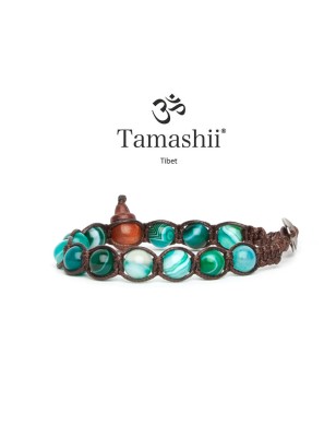 BRACCIALE AGATA VERDE STRIATA UOMO-DONNA TAMASHII 1 GIRO