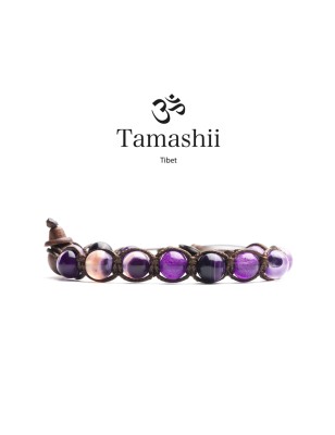 BRACCIALE AGATA VIOLA STRIATA UOMO-DONNA TAMASHII 2 GIRI