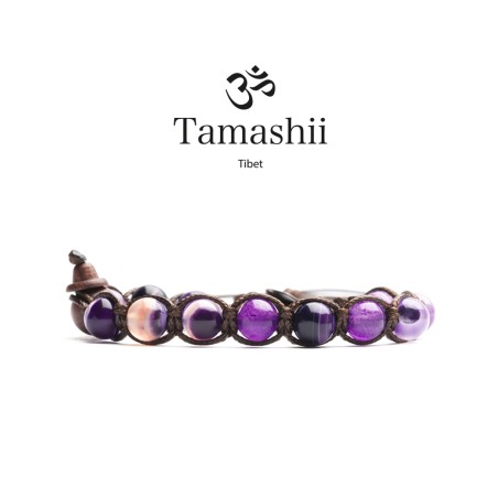 BRACCIALE AGATA VIOLA STRIATA UOMO-DONNA TAMASHII 2 GIRI