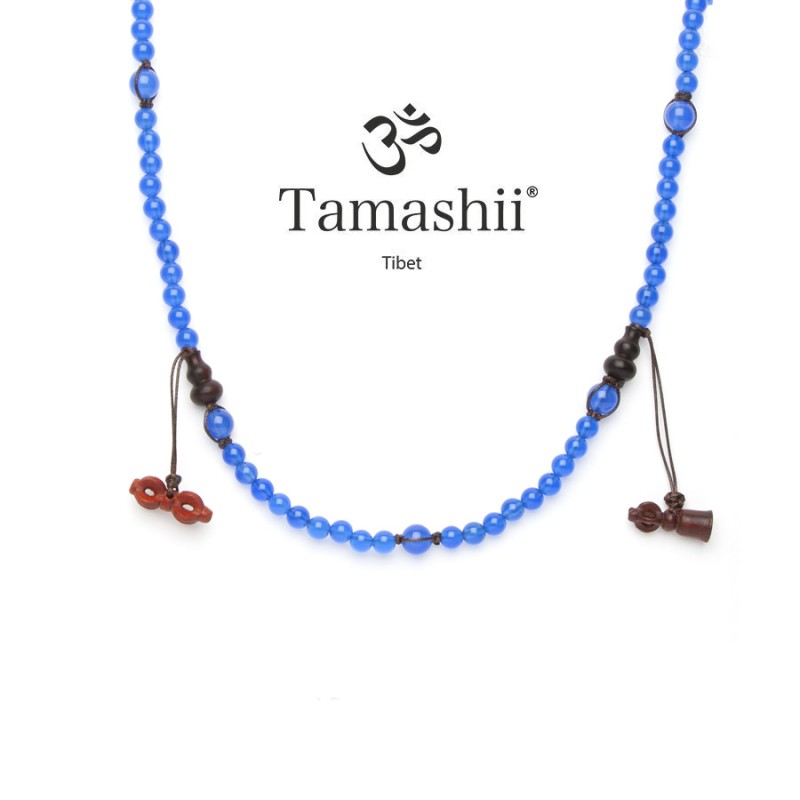 COLLANA AGATA BLU UOMO-DONNA TAMASHII MUDRA CORTO