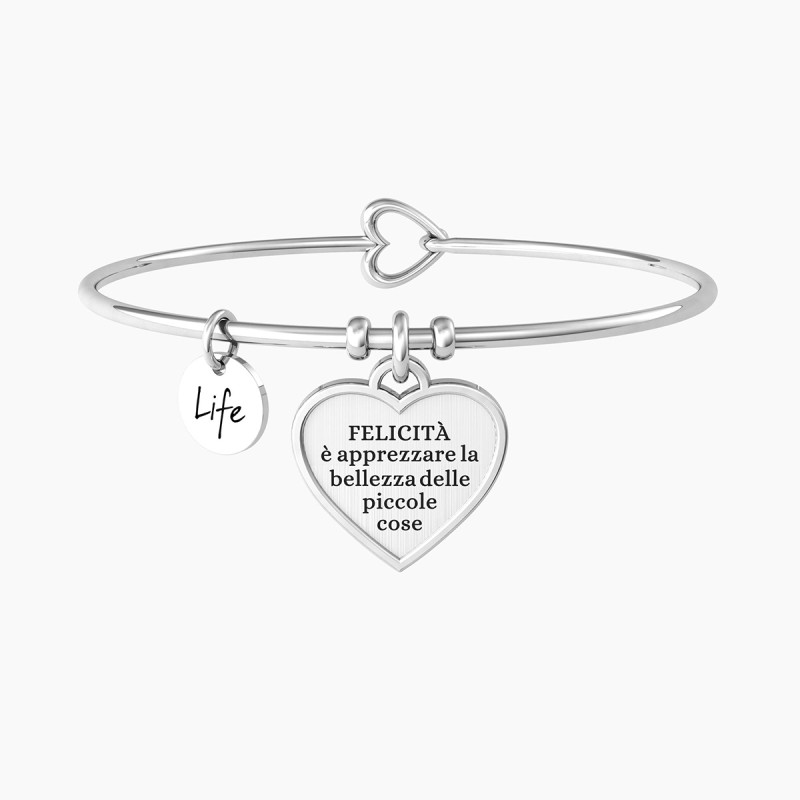 BRACCIALE RIGIDO CIONDOLO CUORE FELICITA' DONNA KIDULT 