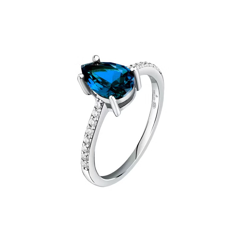 ANELLO TESORI ZIRCONE GOCCIA BLU MIS.10 DONNA MORELLATO 