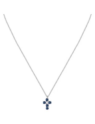 COLLANA TESORI CROCE ZIRCONI BLU E BIANCO DONNA MORELLATO 