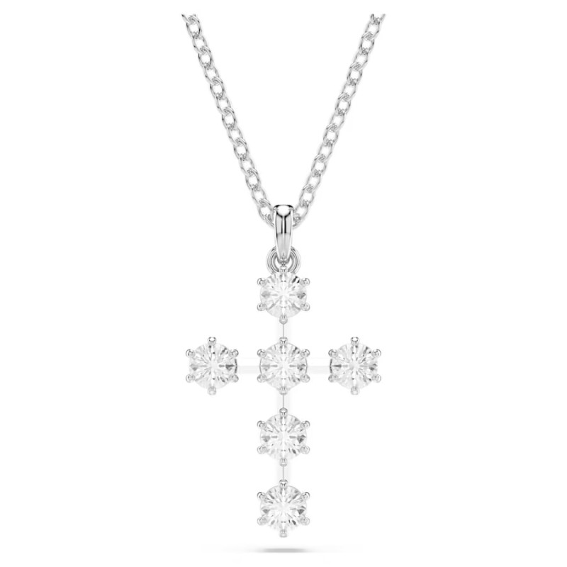 COLLANA INSIGNE PENDENTE CROCE TAGLIO TONDO SWAROVSKI