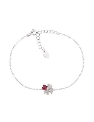 BRACCIALE QUADRICUORE ZIRCONI BIANCHI E ROSSI DONNA AMEN  BRQUBR AMEN