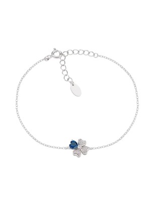 BRACCIALE QUADRICUORE ZIRCONI BIANCHI E BLU DONNA AMEN  BRQUBBL AMEN