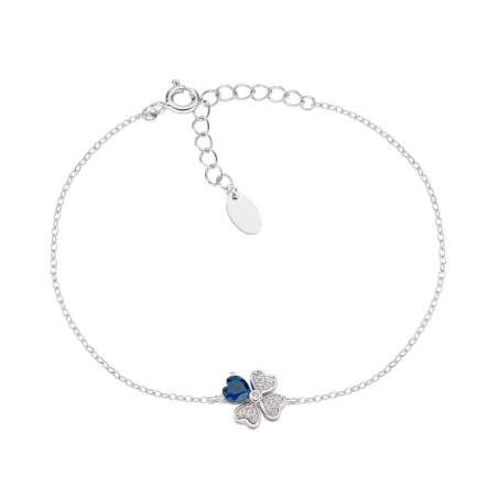 BRACCIALE QUADRICUORE ZIRCONI BIANCHI E BLU DONNA AMEN  BRQUBBL AMEN