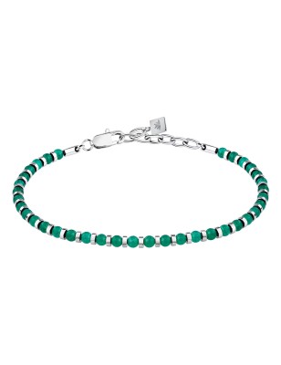 BRACCIALE ACCIAIO AGATA VERDE PIETRE UOMO MORELLATO 