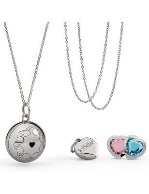 COLLANA ARGENTO DUE PIETRE COLORATE SUONAMORE DONNA LE BEBE' 