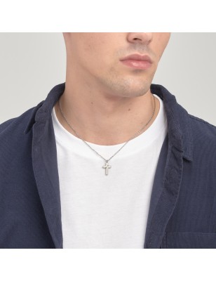 COLLANA CROCE SATINATA BACKLINER UOMO BROSWAY 