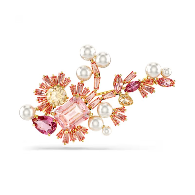 SPILLA GEMA CRYSTAL PEARL FIORE ROSA DONNA SWAROVSKI 